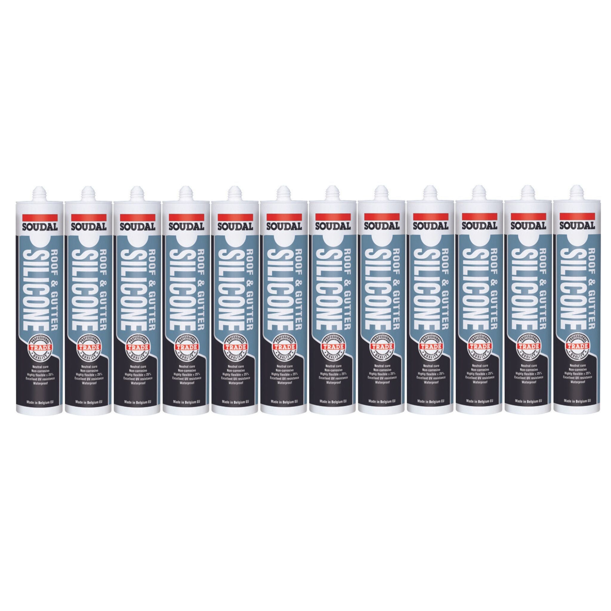 Soudal 127778 Roof & Gutter Neutral Cure Silicone, Grey (12 Pack) - South East Clearance Centre