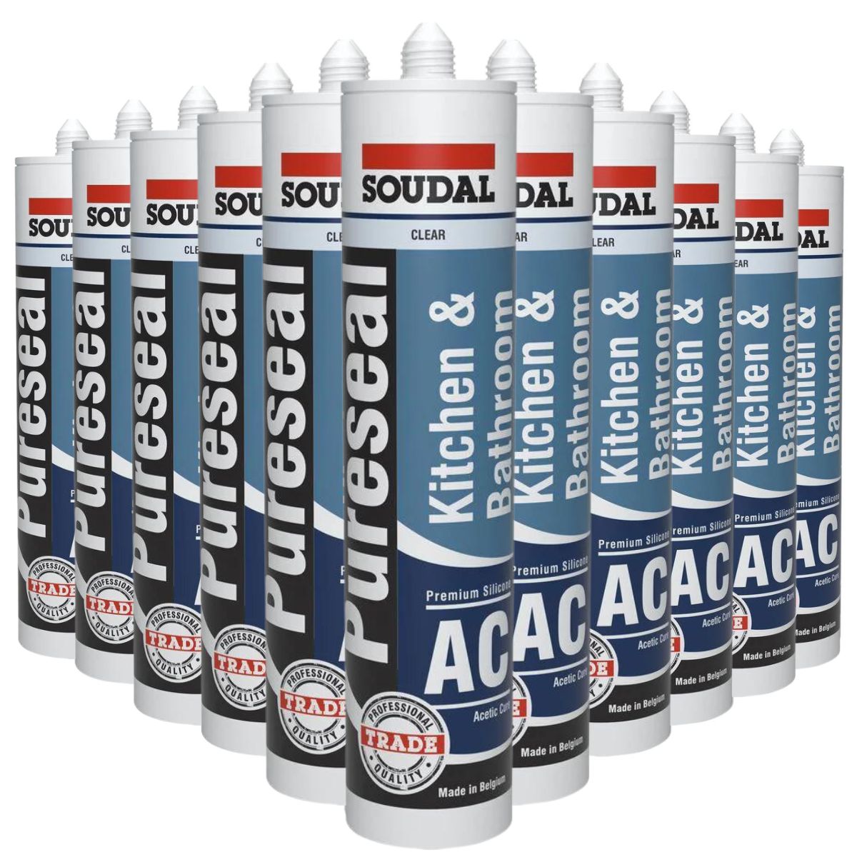 Soudal Pureseal Acetic Cure Kitchen &amp; Bathroom Silicone Clear - South East Clearance Centre