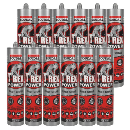 Soudal 124435  T-Rex Power Fast Grab 290ml SMX® Polymer Sealant Adhesive Jet Black (12 Pack) - South East Clearance Centre