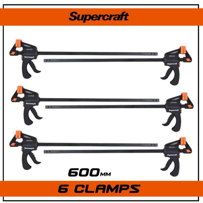 (6 Pack) Supercraft SCC0600 Steel Bar Clamps 600mm