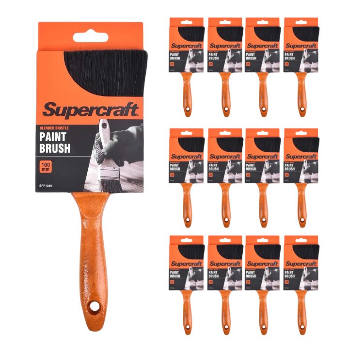 Supercraft SPP1350 Paint Brush 100mm Wood Handle (12 Pack)