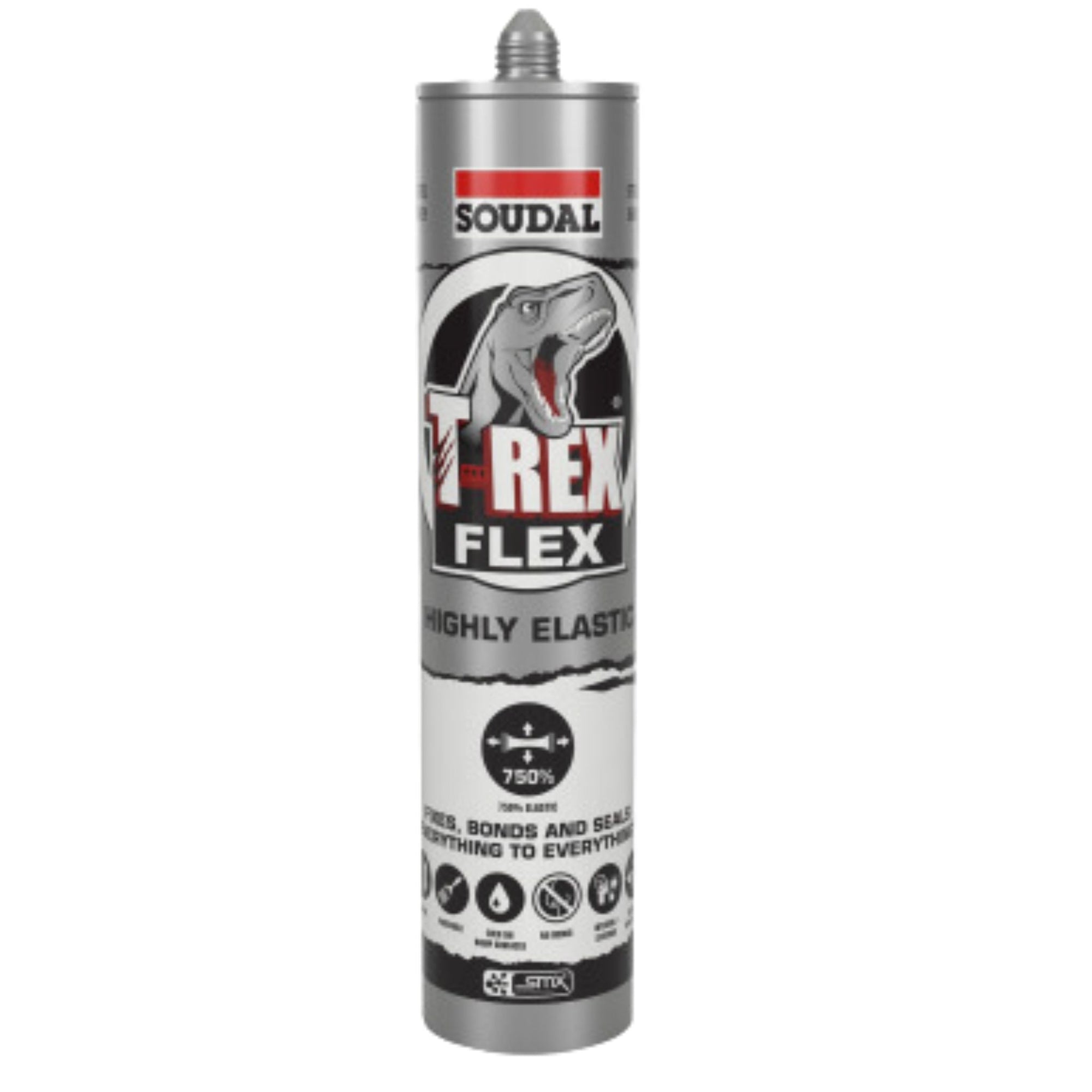 SOUDAL T-REX POWER FLEXI 290ML, STEEL GREY 137415 (12 Pack) - South East Clearance Centre