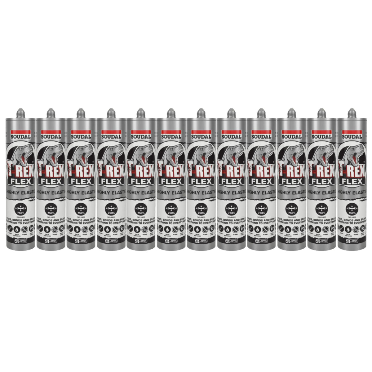 SOUDAL T-REX POWER FLEXI 290ML, STEEL GREY 137415 (12 Pack) - South East Clearance Centre