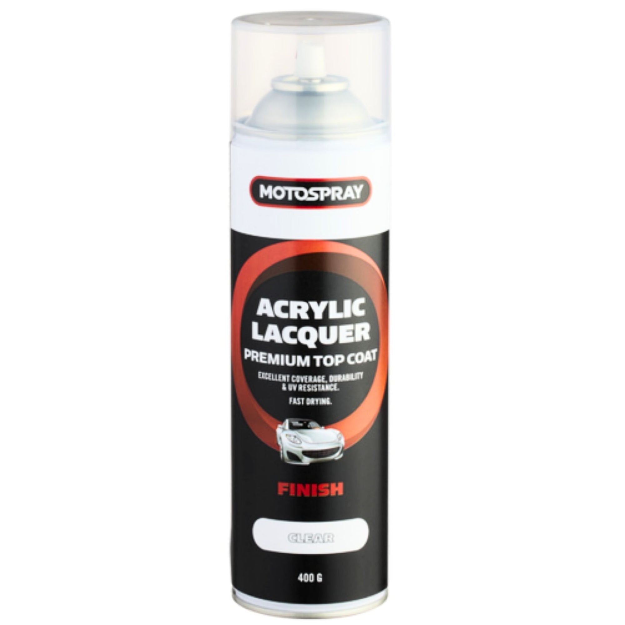 RUSTOLEUM Motospray Premium Top Coat Clear Acrylic Lacquer 400g - South East Clearance Centre