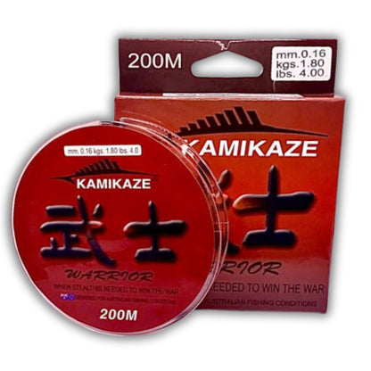 Kamikaze WARRIOR Japanese Super Grade Line 200m 4lb RED - South East Clearance Centre