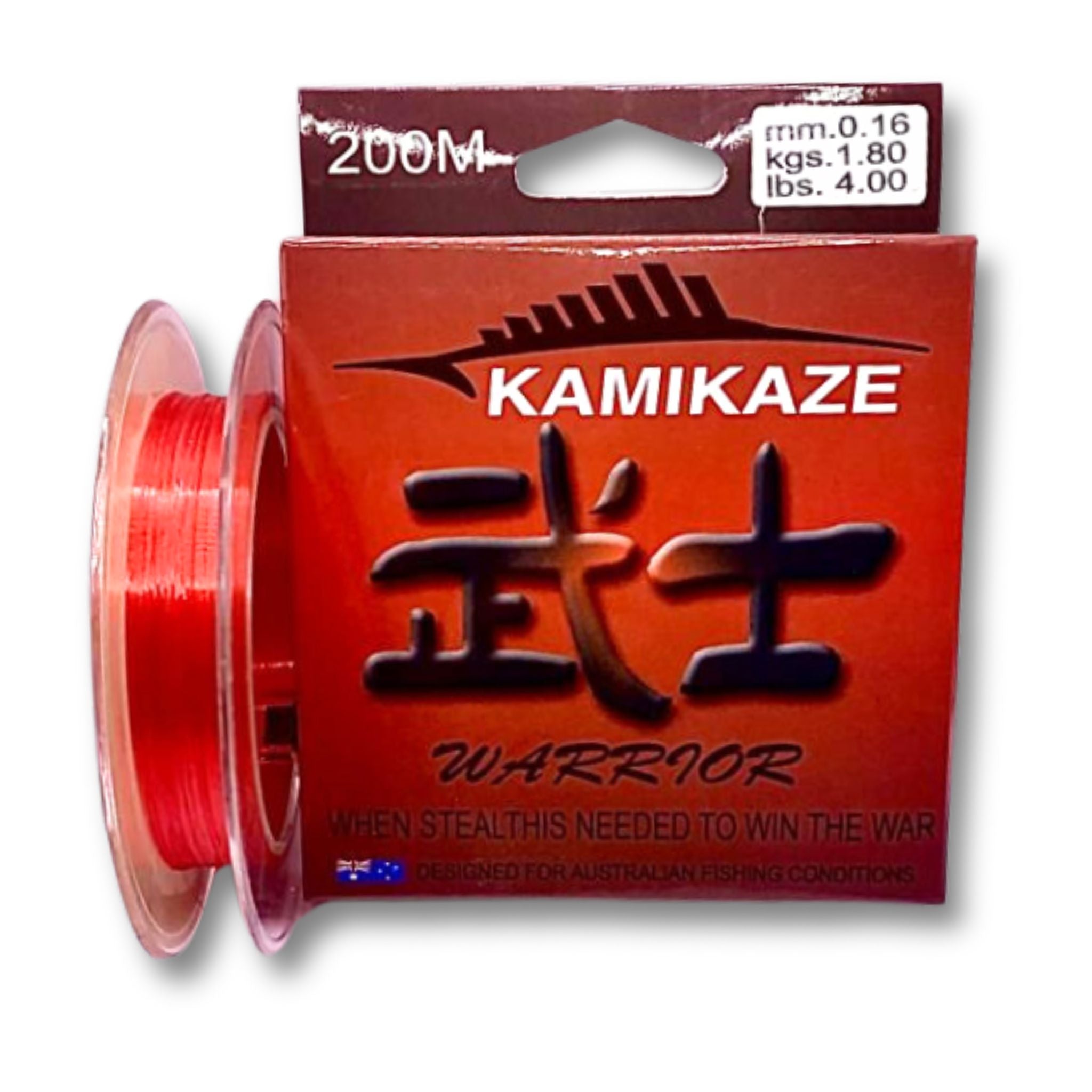 Kamikaze WARRIOR Japanese Super Grade Line 200m 4lb RED - South East Clearance Centre