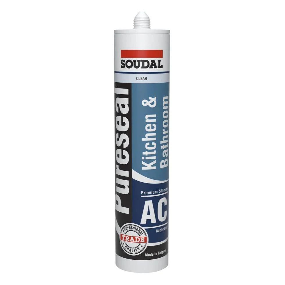 (400 Pack) Soudal Pureseal Acetic Cure Kitchen & Bathroom Silicone Clear