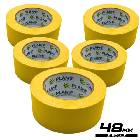 48mm Yellow Renderer &amp; Painters Masking Tape | 48mm x 50metres (Pack of 5)