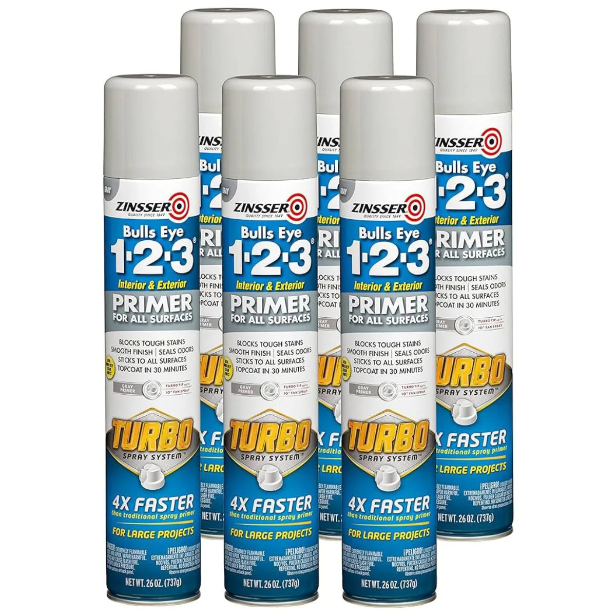 Zinsser Bulls Eye 1-2-3 Primer With Turbo Spray System - GREY | 737grams