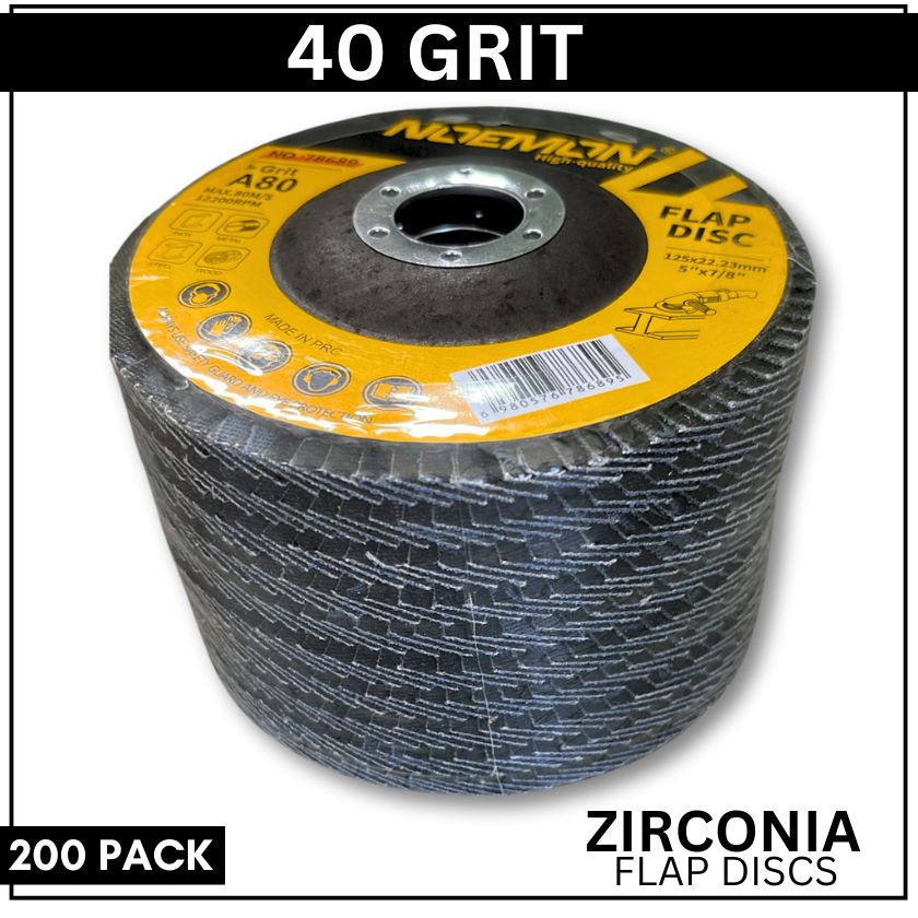 200 Pack Zirconia Flap Discs - 125mm 5"