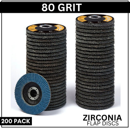 200 Pack Zirconia Flap Discs - 125mm 5"