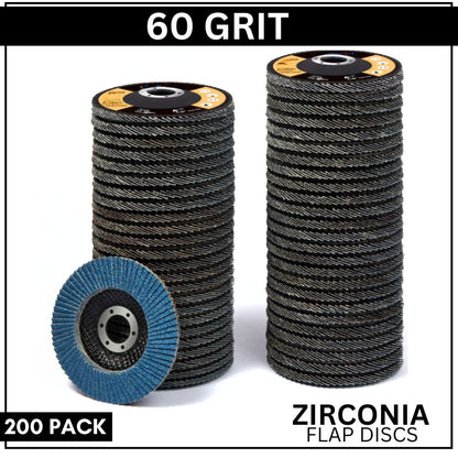 200 Pack Zirconia Flap Discs - 125mm 5"