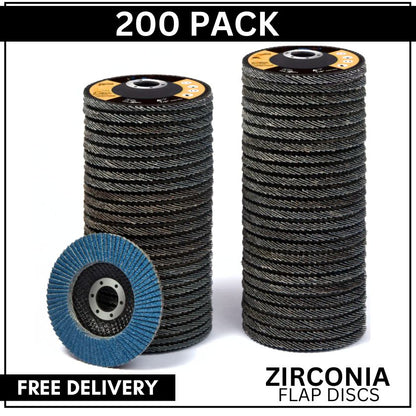 200 Pack Zirconia Flap Discs - 125mm 5"