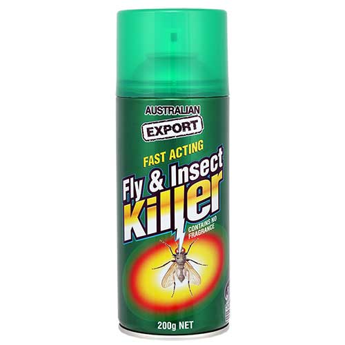 Australian Export 12PCE FAST ACTING Fly/Insect Spray FRAGRANCE FREE 200gm - South East Clearance Centre