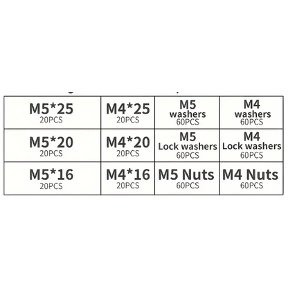 480 Piece Stainless Steel Fastener Kit, M4 & M5 Hex Head Screws, Bolts Assortment Kit