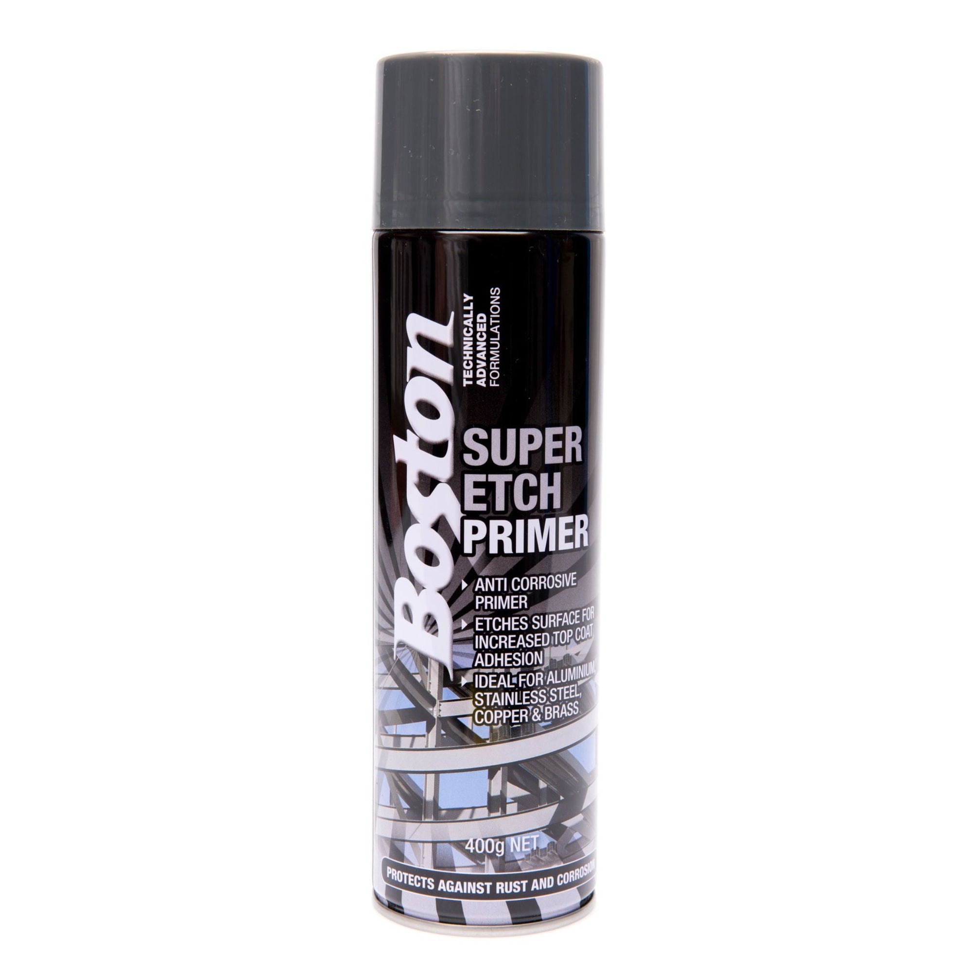 Boston Super Etch Primer – Grey | High-performance metal primer for superior adhesion and corrosion resistance.