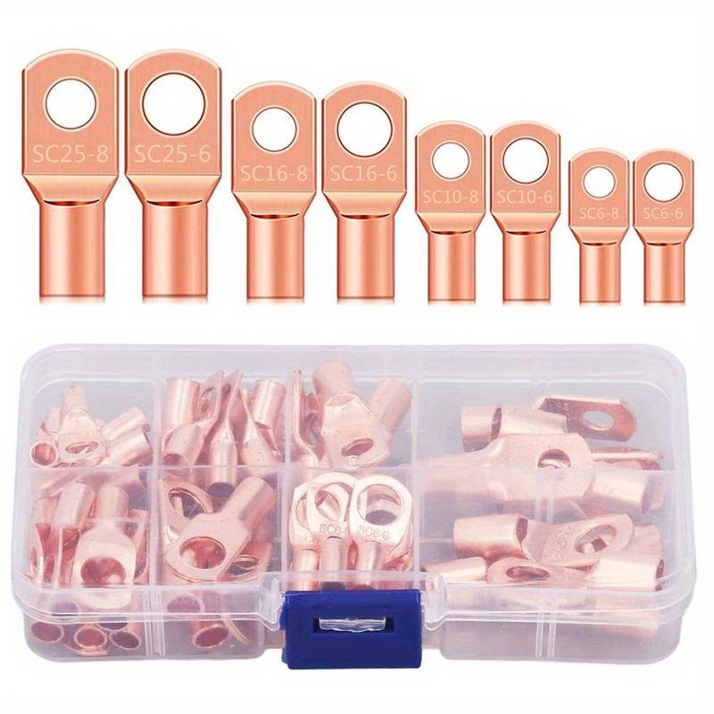 60 Piece Copper Battery Eyelets Tubular SC Ring Terminal Connectors - South East Clearance Centre