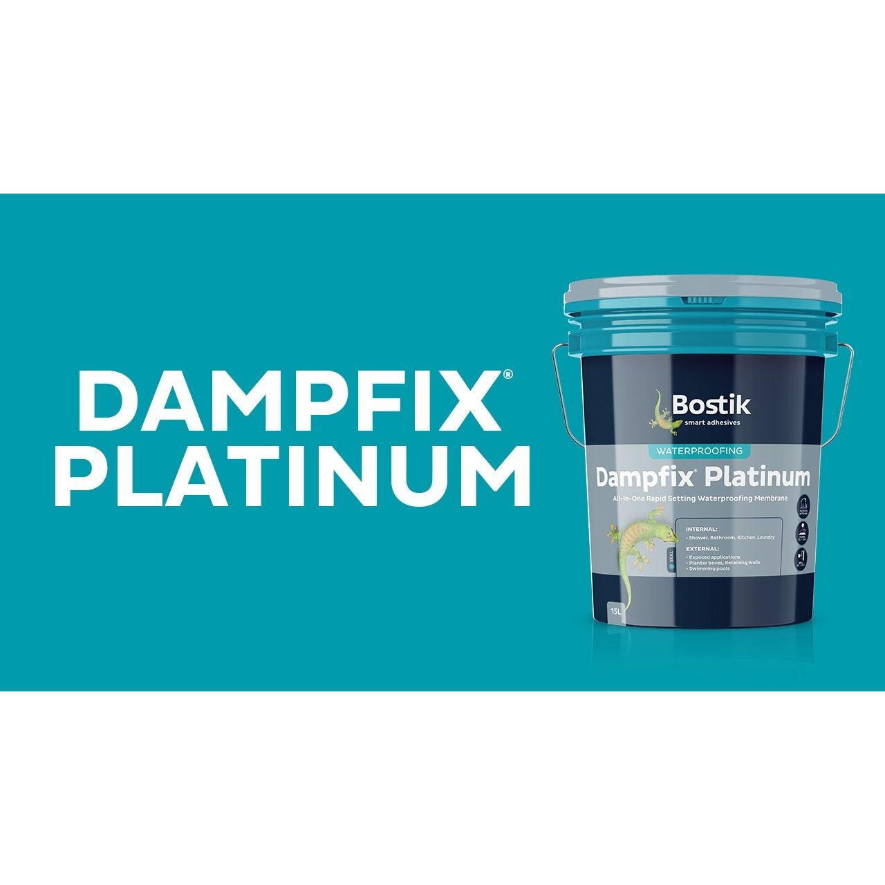 Bostik 30614346 Dampfix Platinum All in One Internal/External Waterproofing Membrane 15 Litres