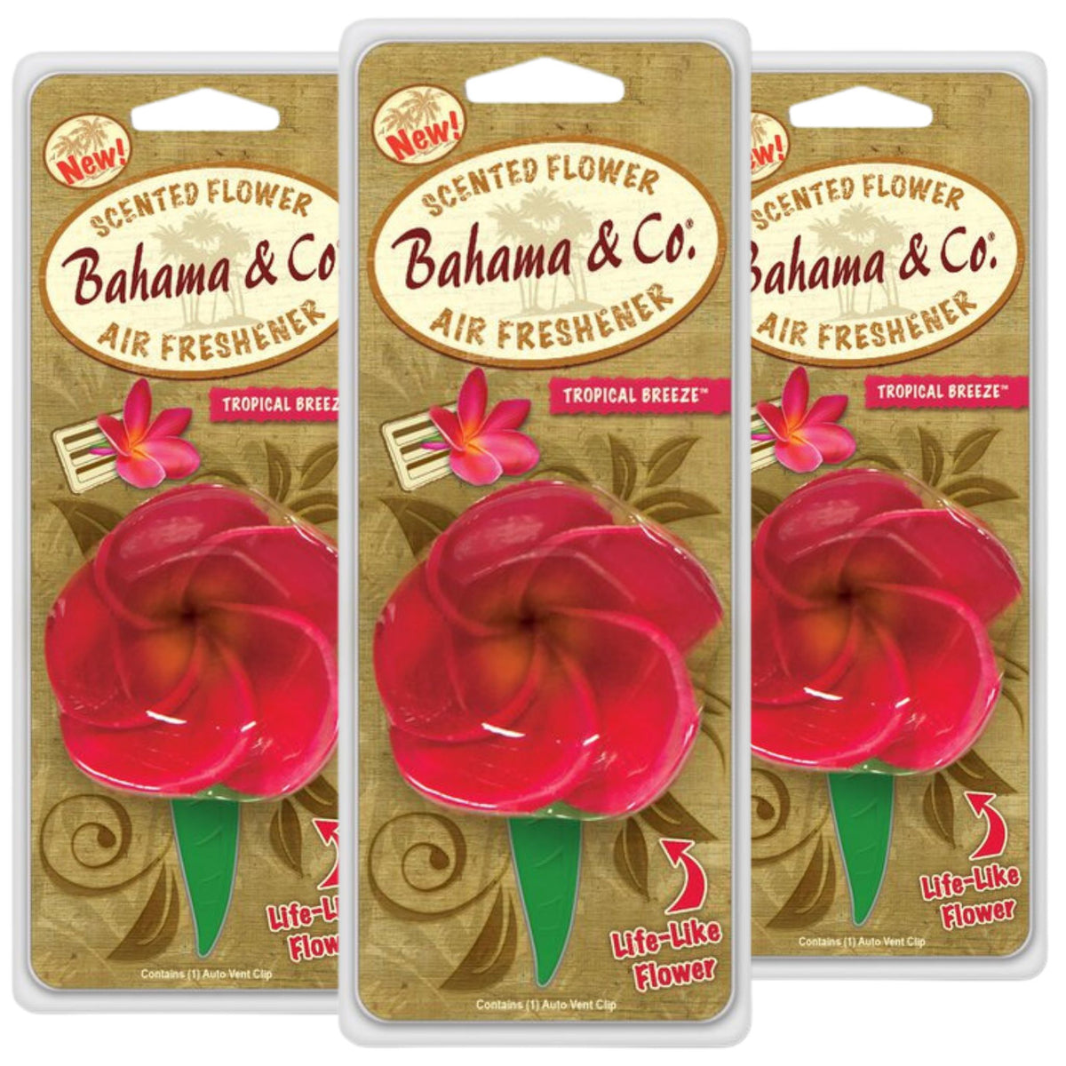 3 Pack Air Fresheners | Bahama &amp; Co. Tropical Breeze Scented Flower - South East Clearance Centre