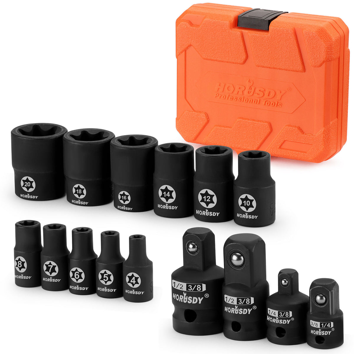 15 Piece E-Torx Female Adapter Socket Set | 1/2&quot; 1/4&quot; 3/8&quot; - South East Clearance Centre