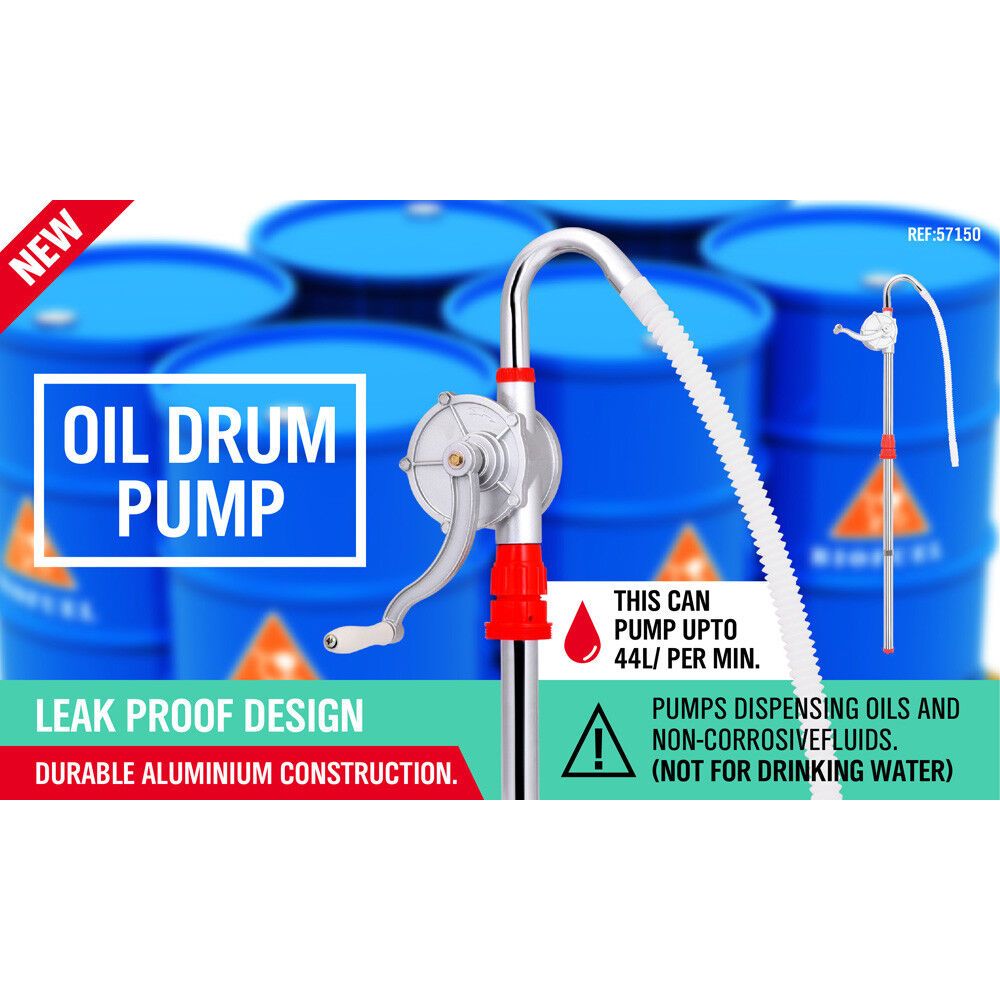 Aluminium Rotary Drum Pump Heavy Duty Oil 44 Gallon /205L Drum Barrel Hand Pump - South East Clearance Centre