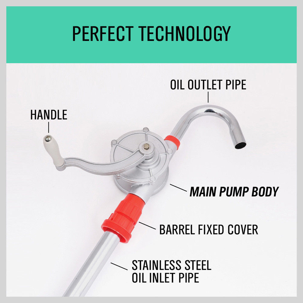 Aluminium Rotary Drum Pump Heavy Duty Oil 44 Gallon /205L Drum Barrel Hand Pump - South East Clearance Centre