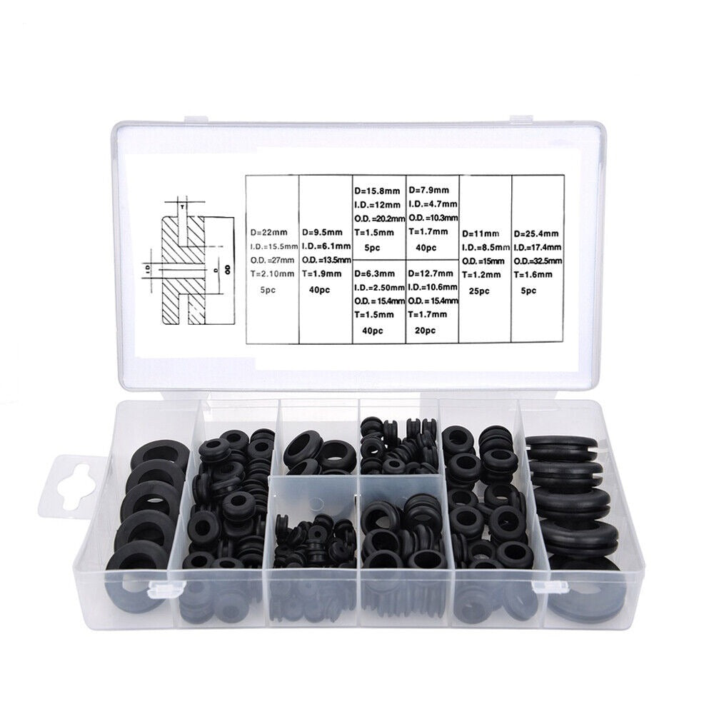 180 Piece Auto Rubber Grommet Assortment Set Fastener Kit Blanking Assortment Kit - South East Clearance Centre