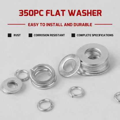 350 piece M3 - M10 Spring Crush Washer Seal Sump Hydraulic Seal Flat Ring Set Assortment Kit - South East Clearance Centre