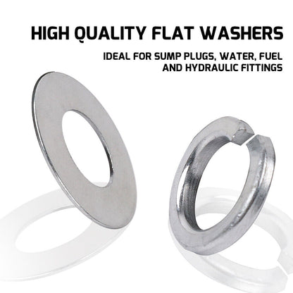 350 piece M3 - M10 Spring Crush Washer Seal Sump Hydraulic Seal Flat Ring Set Assortment Kit - South East Clearance Centre