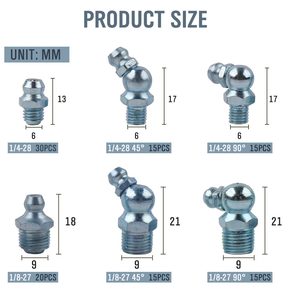 110 piece Imperial Hydraulic Grease Nipple Imperial Mechanical Lubricant Fitting Assortment Kit - South East Clearance Centre