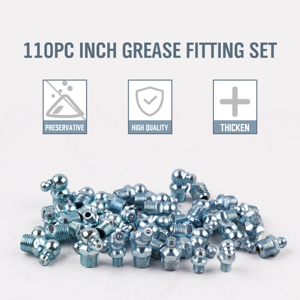 110 piece Imperial Hydraulic Grease Nipple Imperial Mechanical Lubricant Fitting Assortment Kit - South East Clearance Centre