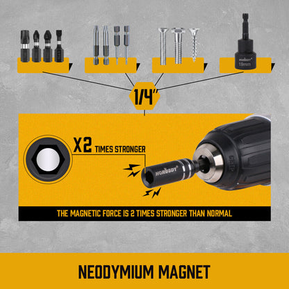 10 Piece Magnetic Screwdriver Extension Drill Bit Holder | Quick Release 1/4 Hex Shank - South East Clearance Centre