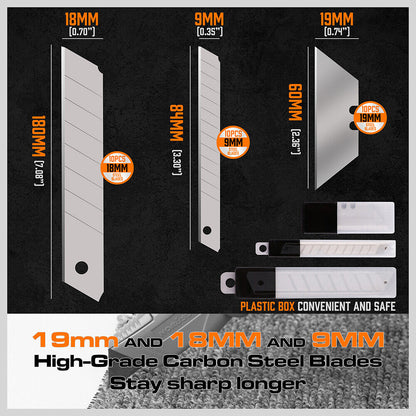 3 Pack Retractable Utility Knife Set Box Cutter Razor Knife SK5 Blades - South East Clearance Centre