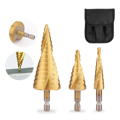 Spiral Step Drill 3 Piece Set | 1/4" | 4-12mm/4-20mm/4-32mm - South East Clearance Centre