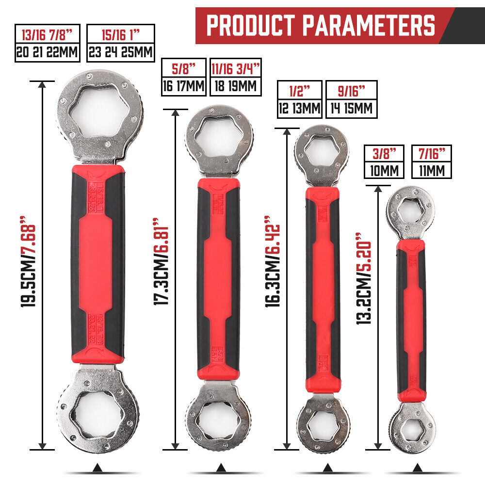 Double Head Multi Wrench Spanner 4 Piece Set - South East Clearance Centre