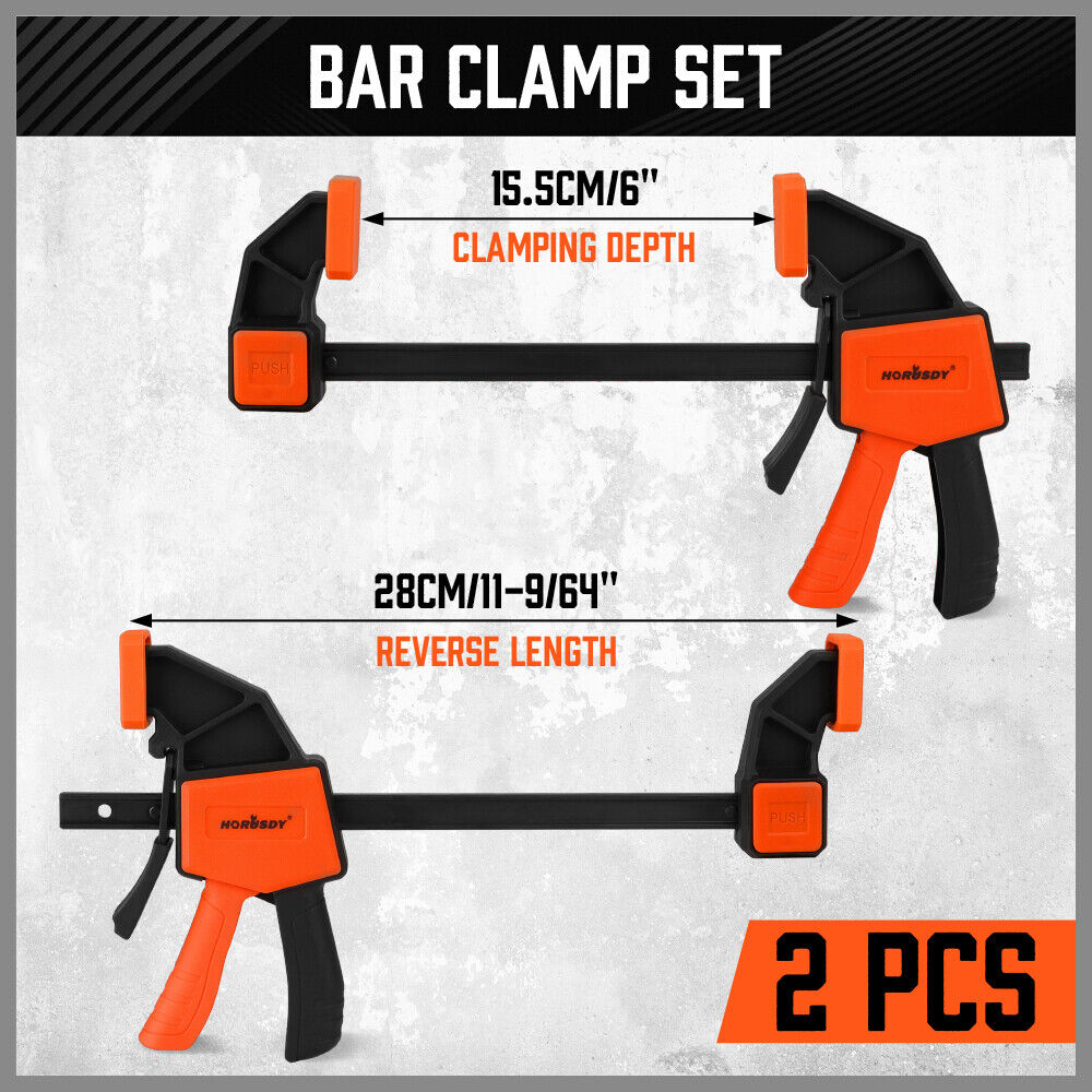 2 Piece, 6inch Bar Clamps Set Woodworking Bar Clamp Spreader Quick Clamp F Clamp - South East Clearance Centre