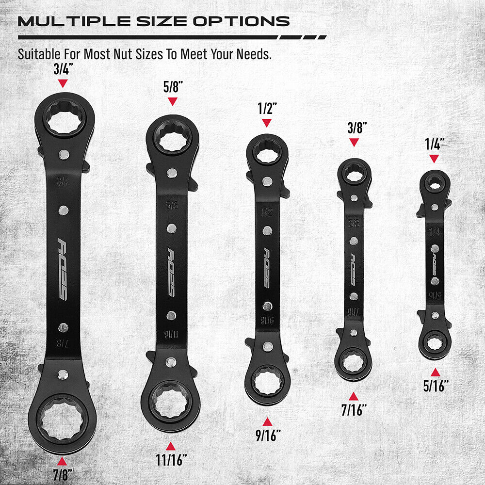 5 Piece Imperial Double Offset Box End Ratcheting Wrench Set - South East Clearance Centre