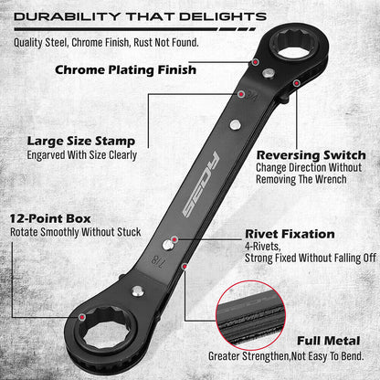 5 Piece Imperial Double Offset Box End Ratcheting Wrench Set - South East Clearance Centre