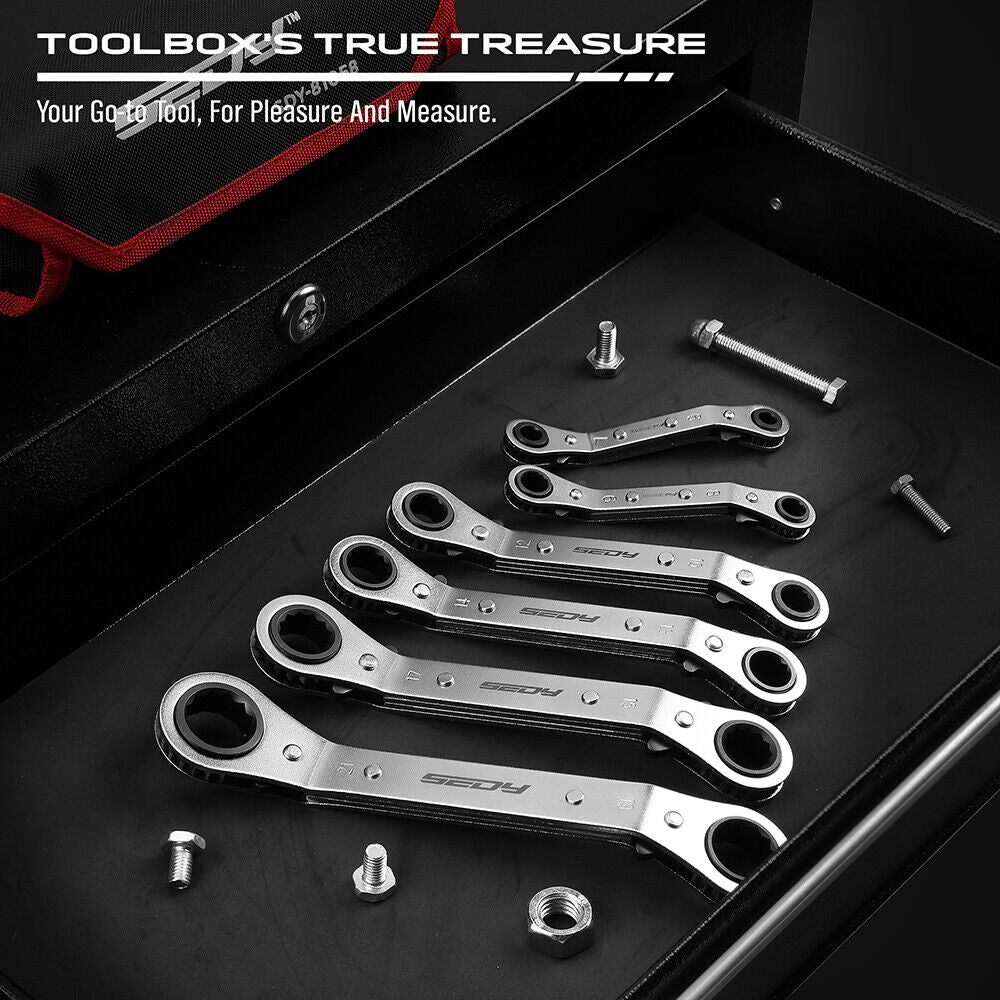 6 Piece Double Offset Box End Ratcheting Wrench Set - South East Clearance Centre