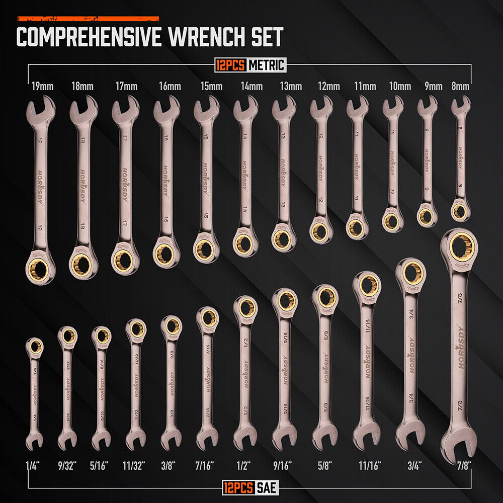 24 Piece Ratcheting Combination Wrench Set - South East Clearance Centre