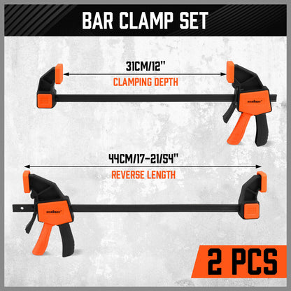 2 Piece - 12inch Wood Clamps Quick Clamps F Clamp 150Lbs Load Limit - South East Clearance Centre