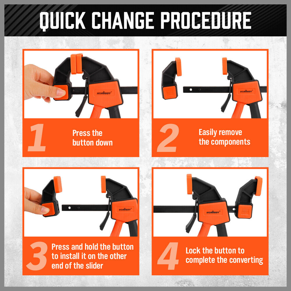 2 Piece - 12inch Wood Clamps Quick Clamps F Clamp 150Lbs Load Limit - South East Clearance Centre