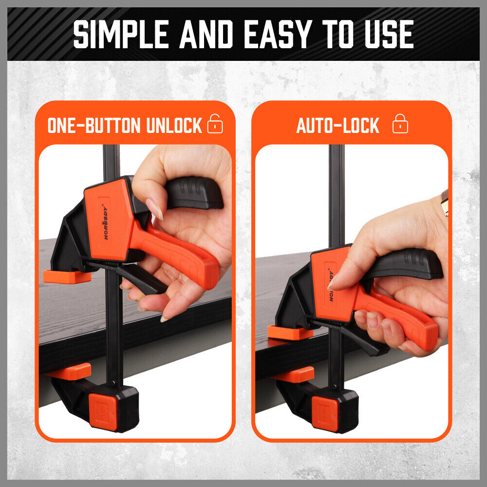 2 Piece - 12inch Wood Clamps Quick Clamps F Clamp 150Lbs Load Limit - South East Clearance Centre