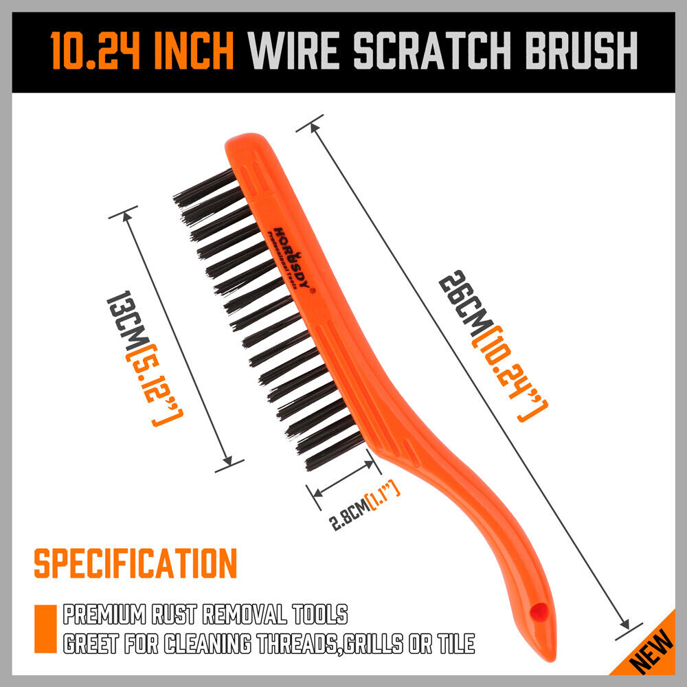 10" Steel Wire Brush Cleaning Brush Anti-Slip 4x16 Rows - South East Clearance Centre