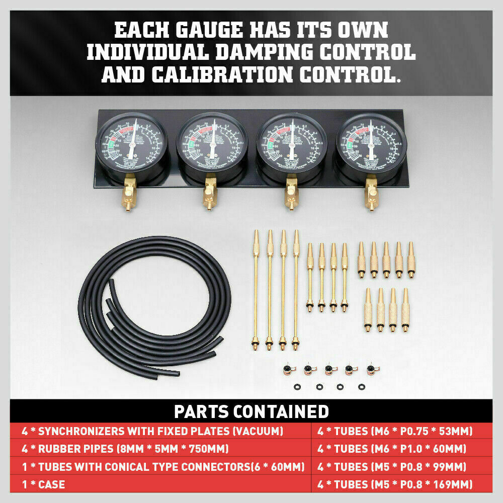 Fuel Vacuum Carburetor Synchronizer Kit Gauge Set - South East Clearance Centre