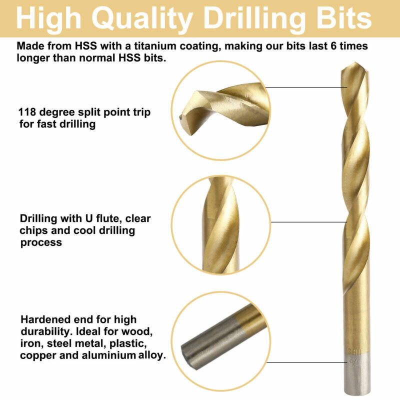 99 Piece Drill Bit Set HSS Speed Titanium Coated - South East Clearance Centre