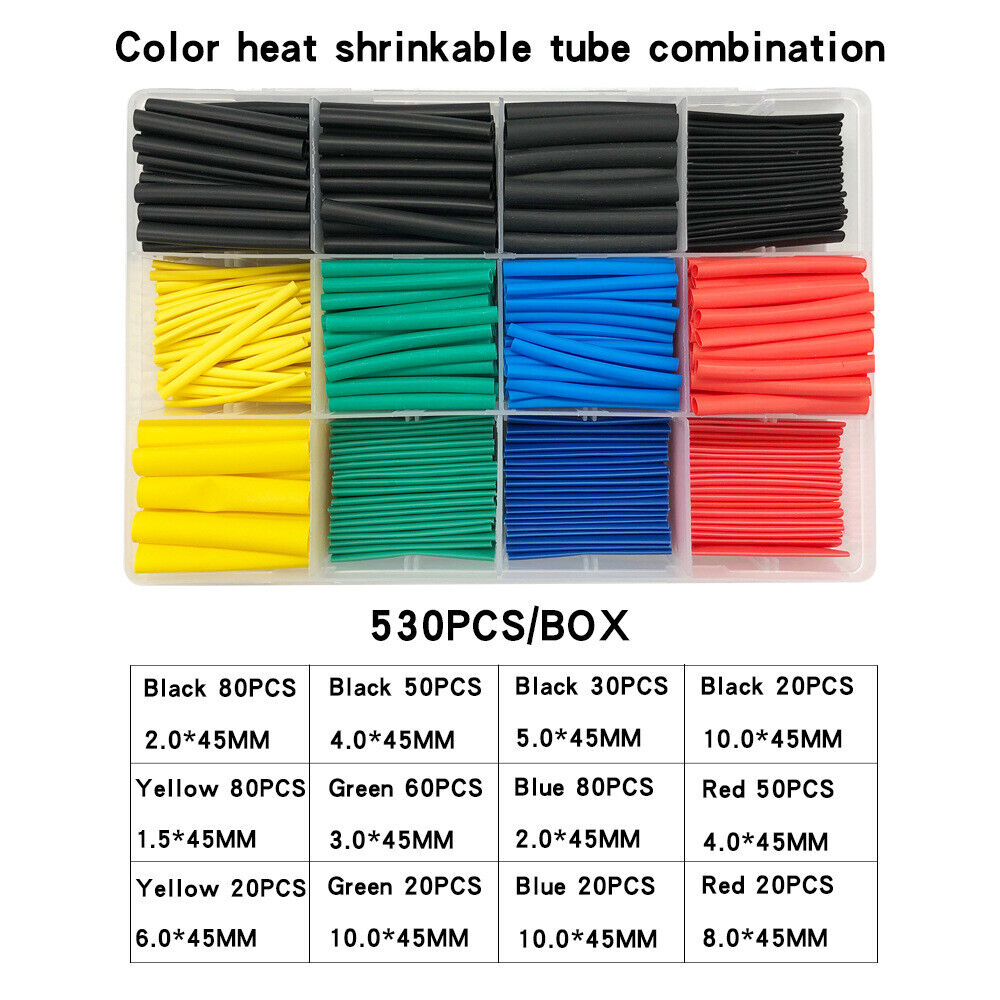 530 Piece Environmentally Friendly Colour Heat Shrink Shrinkable Tube Set - South East Clearance Centre