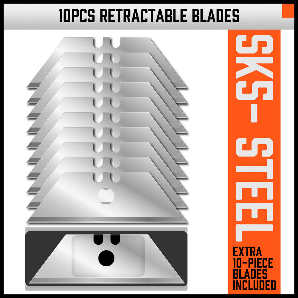 4 Pack Box Cutters, Snap Retractable Safety Utility Knives with 10 Spare blads - South East Clearance Centre