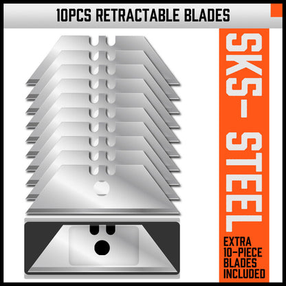 4 Pack Box Cutters, Snap Retractable Safety Utility Knives with 10 Spare blads - South East Clearance Centre