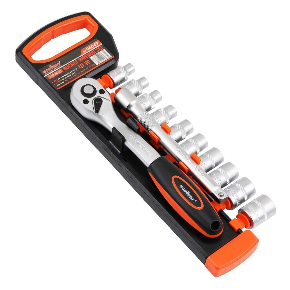 3/8" Socket Wrench Set with Ratchet & Extension Bar | 12 Pieces | 6-15mm - South East Clearance Centre